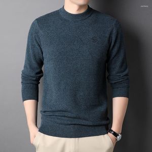 Męskie swetry 2024 marka jesienna jesienna butik wełna wełniana sweter sweter swobodny moda luźna dno okrągła szyja ciepło