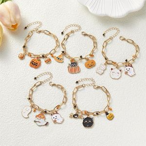 Charm armband halloween emalj pumpa spöke spindel för kvinnor män tecknad gotisk tjock kedja armband vänskap party smycken