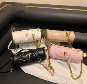 Silindir çantası tasarımcı çantaları omuz çanta deri moda klasik zarf zinciri çantası altın gümüş tabela y mektup kadın havyar crossbody siyah cüzdan