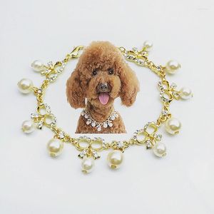 Hundkläder lyxig pärlhalsband för hundar krage husdjur tillbehör strasslegering bowknot