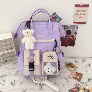 Torby szkolne Preppy Purple Backpack Kobiety wodoodporne kolorowe kolory plecaki fantazyjne wysoko dla nastolatków urocze podróże plecak 230921