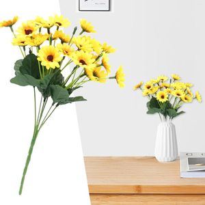 Decorative Flowers 24 Heads Artificial Sunflower DIY Wedding Bouquet Home Decoration;24 Silk Rose Bush