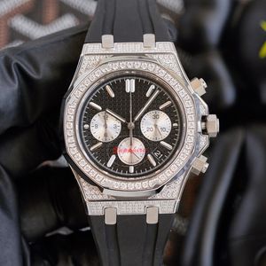 남성 다이아몬드 시계 전체 다이아몬드 석영 기계 운동 시계 42mm 방수 패션 비즈니스 손목 시계 고급