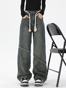 Jeans femininos mulheres vintage streetwear egirl hip hop calças de cintura alta perna larga grunge baggy calças retas roupas outono inverno