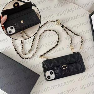 Etui telefoniczny dla Apple iPhone 15 Pro Max 14 13 12 Pro Max 11 Brand Crossbody Uchwyt karty Posilanie telefonu komórkowego Projektant Projektant Lithi Grain Skórzane iPhone Case torebka mobilna