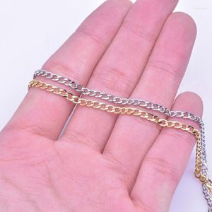 Kedjor 2m rostfritt stål kabelsilvertonskedja Guldfärghalsband för DIY -smycken Tillbehör med bulkobjekt mycket rep