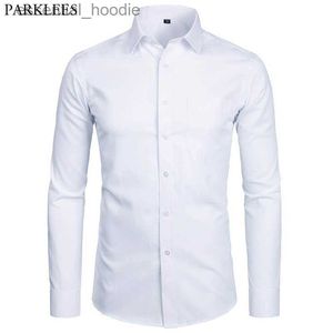 Men's Dress Shirts Men's Top Quality Dress Shirts 2023 Fashion New Slim Fit Long Sleeve Shirt Men Black White Formal Button Up Shirt Chemise Homme L230921