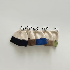 Kapaklar Şapkalar Sonbahar Kış Güzel Karikatür Panda Aksesuarları Çocuklar Erkek Kızlar Örme Yumuşak Sıcak Çocuklar 230920