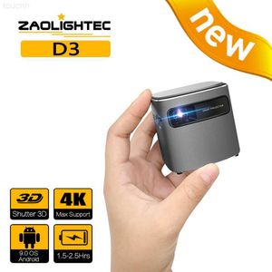 Projectors ZAOLIGHTEC D3 3D 4K Cinema Home Theater 1080P Smart Android WIFI Video Outdoor DLP Mini Portable Pocket Projector with Battery L230923