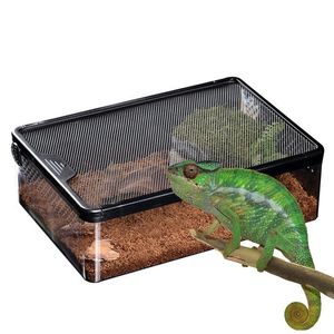 Reptile Supplies Feeding Box Transparent Amphibian Insect Breeding Ventilated Hatching Container Terrarium Tank 230920