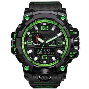 Nya herrarna Military Sports Watches Analog Digital LED Watch Shock Resistant Wristwatches Men Electronic Silicone Watch Present Box Mont256y