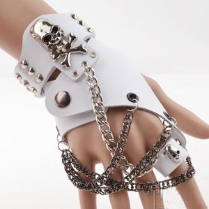 Перчатки с пятью пальцами, модные мужские и женские хип-хоп неосновные перчатки с полупальцами, кольцо-цепочка из натуральной кожи, кольца с заклепками в стиле панк R1593 230921