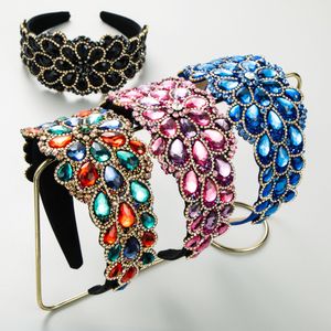 Fasce per capelli barocche di lusso con diamanti pieni Accessori per capelli alla moda Tendenza per le donne Festa con bordi larghi Fascia per capelli lucida Cerchio per ragazze