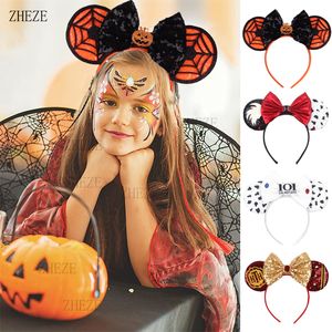 Hårtillbehör Festival Mouse Ears pannband för Girl Halloween paljetter Bow Hairband Children Cosplay Party DIY Hårtillbehör 230920