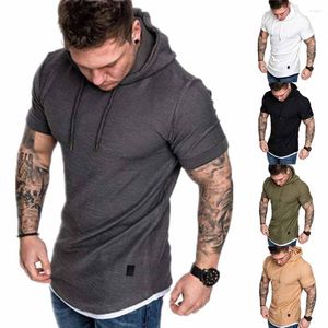 Men's Hoodies 2023 Brand Mens Sweatshirts Short Sleeve Men Sweatshirt Casual Gym Sports Muscle T-Shirt Bodybuilding Tops