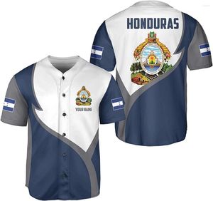 Herr t-skjortor sommar Honduras flagg Baseballtröja 3D Print Ventilate V-ringning och kvinnors skjorta Anpassade namn T-shirt