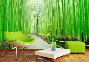 Обои на заказ Po, большие 3D стерео, романтическая бамбуковая комната, пейзажная роспись