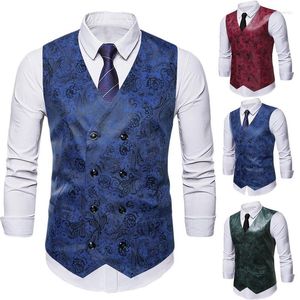 Gilet da uomo 2023 di lusso monospalla doppiopetto business gilet casual stampa floreale festa di nozze top senza maniche