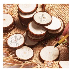 Other Event Party Supplies Christmas Ornaments Wood Diy Small Wooden Discs Circles Painting Round Pine Slices W/ Hole N Jutes Sn2475 D Dhhfg