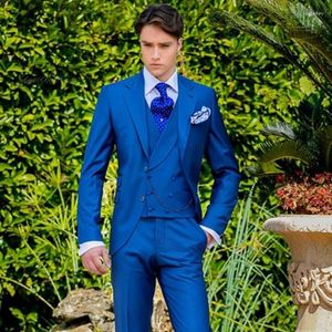 Men's Suits 2023 Latest Coat Pant Designs Royal Blue Italian Men Suit Classic Gentle Mens Tuxedo Prom Blazer Custom 3 Piece Jacket Masculino