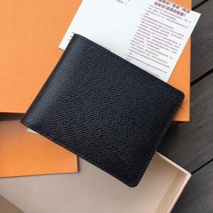 7A-Geldbörsen, Designer-Geldbörse im Pariser Karo-Stil, Herren-Geldbörse, modische Herren-Kartenhalter-Geldbörse, spezielles Canvas, echtes Leder, kurze, kompakte Geldbörsen, Bifold-Kartenfach mit Box