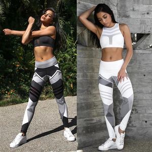 Calças ativas femininas de secagem rápida esporte fitness leggins geométrica impresso esportes yoga leggings calças justas para S-XL
