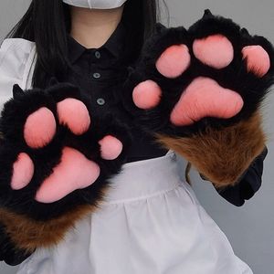 خمسة أصابع قفازات Wolf Dog es Paw Claw Casplays Animal Furry Plush Full Finger Fursuit