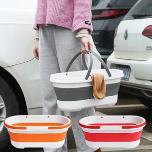 Pias de banheiro 14l balde de silicone para promoção de pesca balde dobrável lavagem de carro suprimentos de pesca ao ar livre quadrado banheiro cozinha acampamento balde 230921