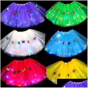 Andra evenemangsfestleveranser Butterfly Light Up Tutu LED GIRL GLOW KIRT MAGIC Angel Fairy Luminous Costume Birthday Present 20220223 Q DH0EW