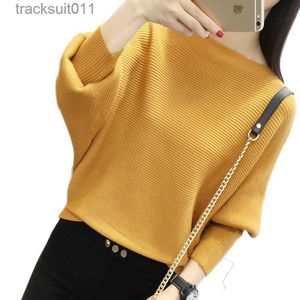 Women's Sweaters 2022 Fashion Women Knit Black Pullover Sweaters Autumn Ladies Loose Striped Knitwear Yellow Elegant Cotton Female Casual Pull L230921