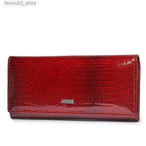 Money Clips Women Wallets Genuine Leather Wallet Female Magnetic Closure Alligator Purse Long Coin Purses ID Card Holders Ladies Cluth Bags Q230921