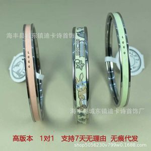 High version bracelet pig nose circular closed mouth enamel pigment ring titanium steel With Real Logo