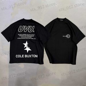 Мужская футболка дизайнерская футболка Cole Buxton Tshirts Letter Slogan Designer Designer The Frint Вышитая коротка с короткими рукавами.