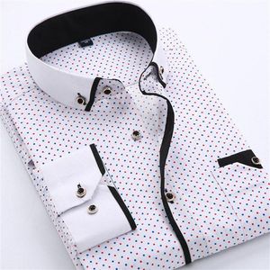 MENS DRESS SHIRTS DESIGNER CASSILLA SLIM FIT Långärmad affärsskjorta Male Dot Print Autumn Formal Cotton Shirts Men New Brand231a