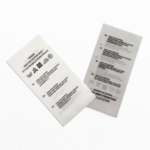 Satin Ribbon Care Label Printing 1000pcs Satin Ribbon Black Ink Tryckt på båda Face Straight Cut Care Wash -etiketten för plagg231K