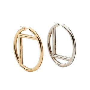 Classic Style 14k gold hoop earrings Women C-shaped Studs Luxury Letter Stainless Steel Earrings Wedding Party Gifts Whole Ear301u