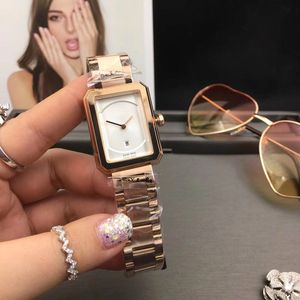 luxury lady watch Top brand Rectangle dial designer Stainless Steel band womens gold watches fashion Wristwatches for women Birthday Valentine's Day Christmas gift