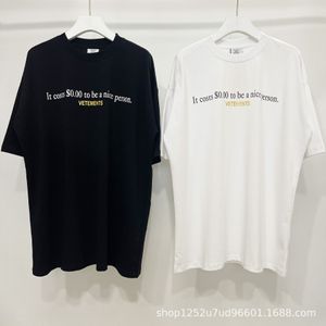 2023SSファッションブランドの獣医TシャツVTM特大のスローガンレタースタンプロゴアメリカンカジュアルTシャツメンズルーズティー