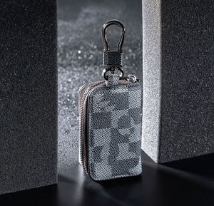 PU Leather Bag Keychains Car Keys Holder Key Rings Black Plaid Brown Flower Pouches Pendant Keyrings Charms for Men and Women Gifts 15 colors