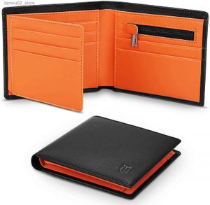 Money Clips TEEHON Genuine Leather Wallet Men Slim RFID Purse Card Holder Coin Pocket ID Window Minimalist Wallets Q230921