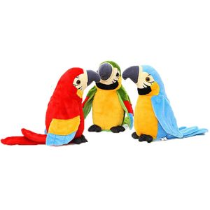 Bambole di peluche per bambini Giocattoli di peluche elettrici possono imparare a parlare Ali di ventaglio di pappagalli Ripeti la lettura della lingua Registrazione vocale Bambole di pappagalli per regalo per bambini 230921