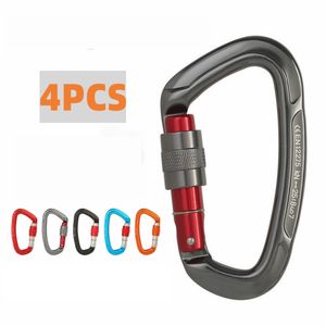 Carabiners Profesyonel Tırmanma Karabeşli D ŞEKİL GÜVENLİK TÜKLEME ALUMINUM ALUMINUM KAYBI TEMİYE EKİPMANLARI KAMP MALZEMELERİ 4 PCS 25KN 230921