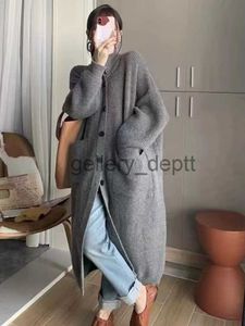 Women's Sweaters New Fashion Women Sweaters 2023 Autumn Winter Single-breasted Solid Long Knitted Cardigan Coat for Women Clothing Tops Knitwears J230921