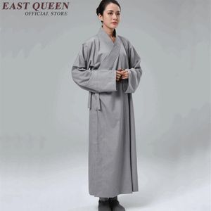 エスニック服の女性純粋な色仏教僧kshaolin shaolinユニフォームレディース伝統的な中国長袖カーディガンKK809 Y2223