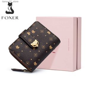 Money Clips Foxer Women Fashion PVC Läder Kort plånbok Monogram Signaturkort Holder Kvinnlig myntväska Bifold Lady Small Clutch Money Bag Q230921