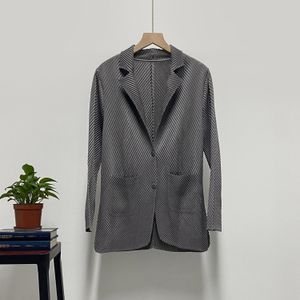 Ternos femininos Blazers Miyake simples cor sólida plus size terno jaqueta queda escama de peixe blusa plissada mulheres temperamento cardigan roupas 230920