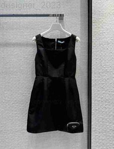 Basic & Casual Dresses Designer Summer Sexy Dress Black Womens Nylon Fabric Classic Triangle Small Package Embellishment Temperament Halter Square