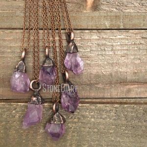 Pendant Necklaces NM35268 Raw Amethyst Crystal Necklace Rough Hippie Gypsy Jewelry Witchy Electroformed Boho Layering233Q