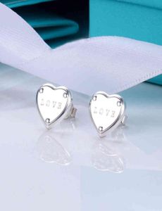 New Women's Heart Silver Love Earrings Heart Double -Side Steel Print Acks G11296505316