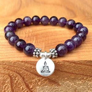 SN1062 Top Ametista Pulseira Yoga Mulheres Ametista Jóias Chakra Cura Cristais Vícios Insônia Pulso Mala Beads Jewelry2663